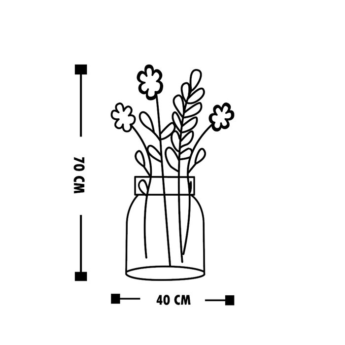 Wallity Flower 7 Escultura de pared de metal negra